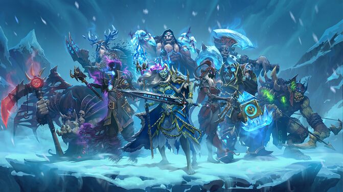 The knights of the Frozen Throne, with Gul'dan on the far left.