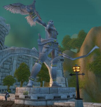 Alleria's statue in the Valley of Heroes in Stormwind City
